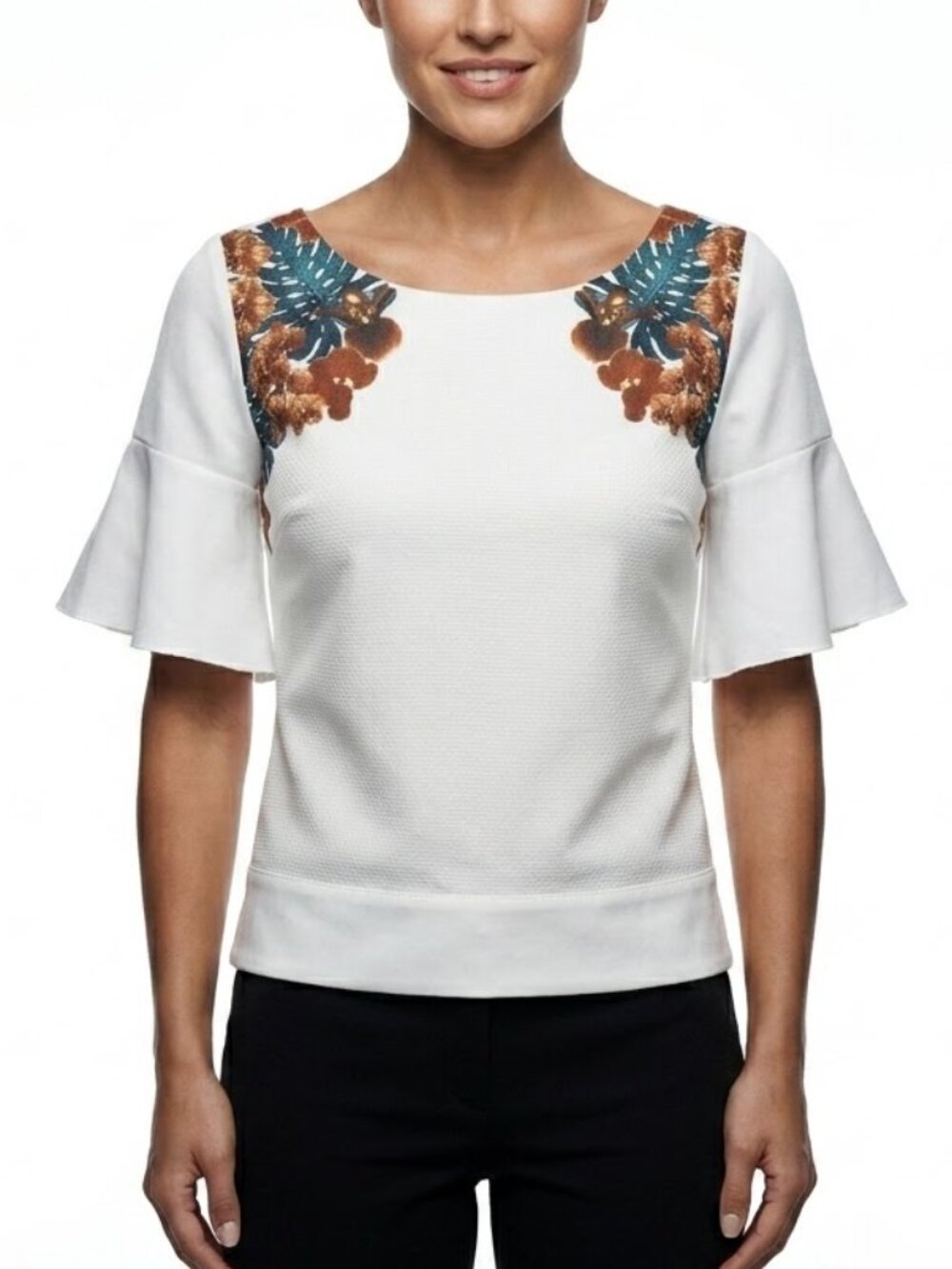 PLAINS & PRINTS Tropical Floral Cage Back Top Size 2